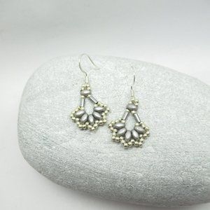 Hand stitched fan earrings